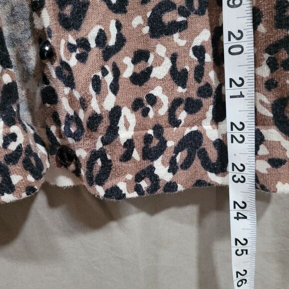 Merona size XS brown animal print 3/4 sleeve button up cardigan - Picture 6 of 6